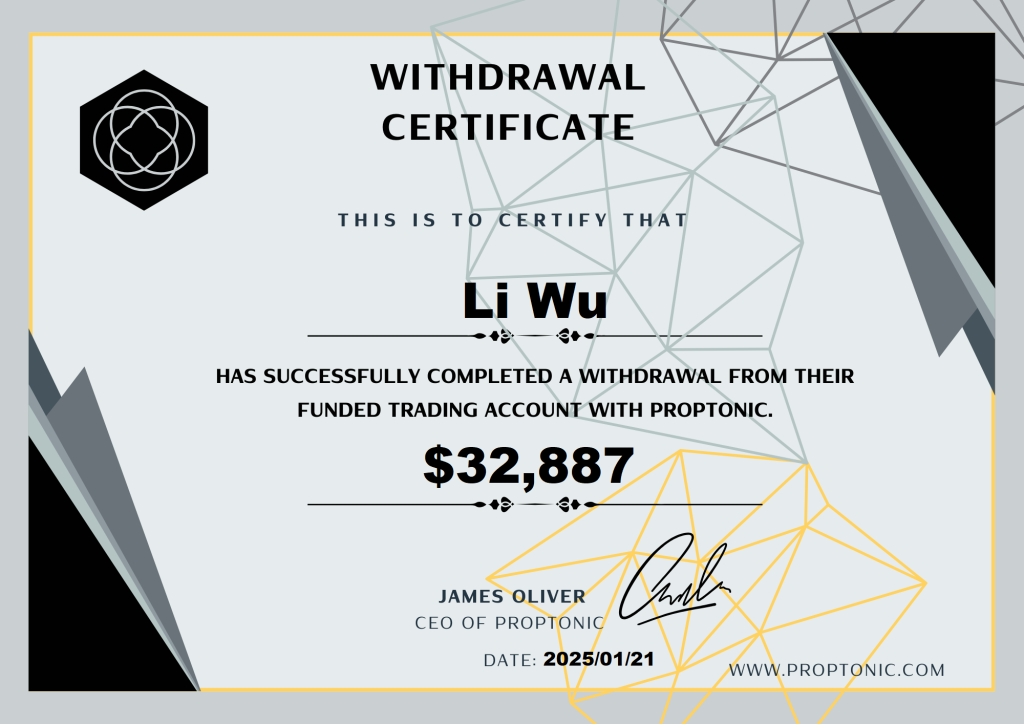 $32,000 withdrawal by a funded trader at Proptonic